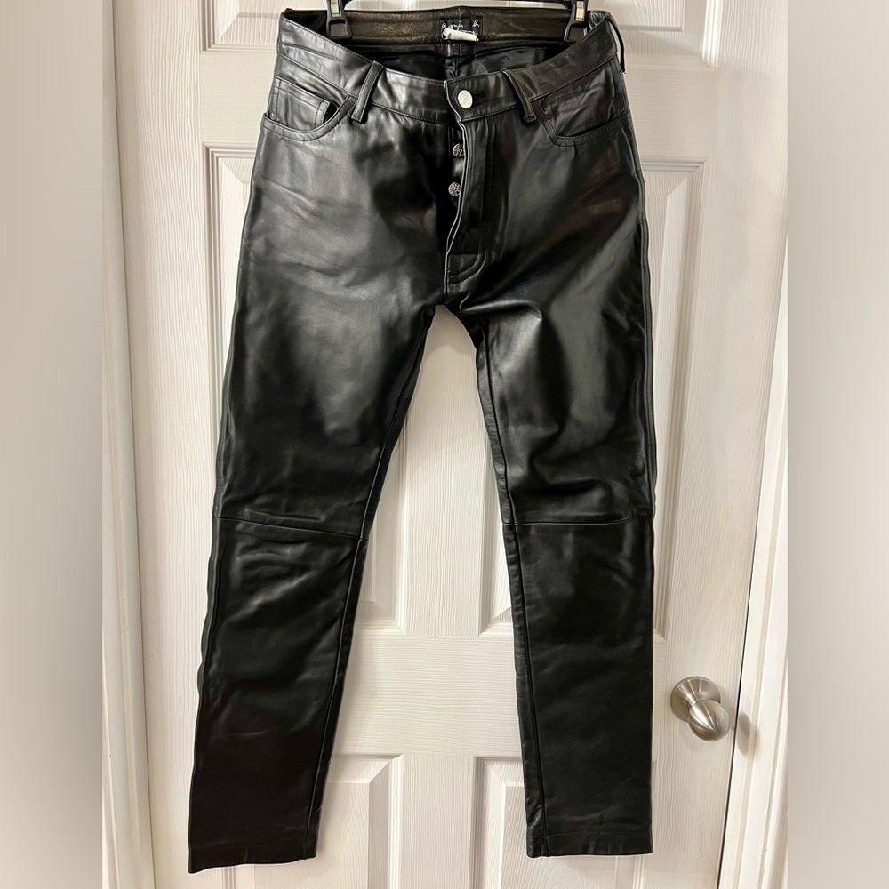 Agnes B Mens Skinny Leather Pants Size 42 US Small